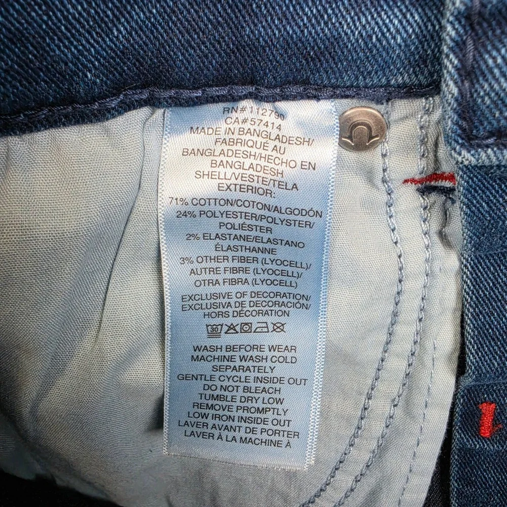 True Religion Geno Relaxed Slim Jeans Mens 30 Blue Big T Flap Shivering Wash NWT